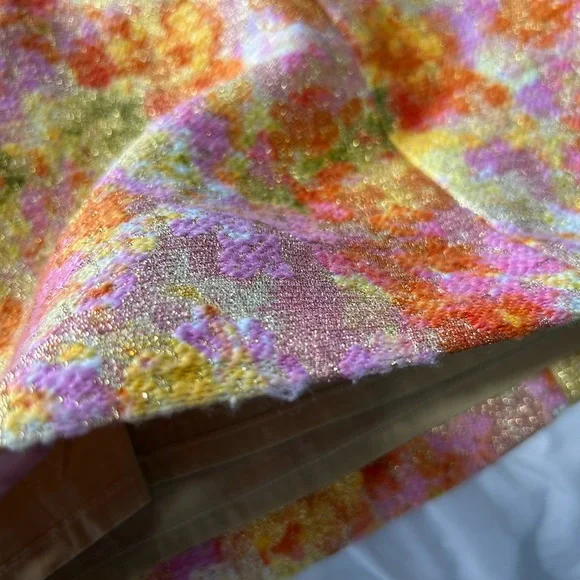 Free People Metallic Tweed Dress Floral Gold Brocade - Picture 6 of 7